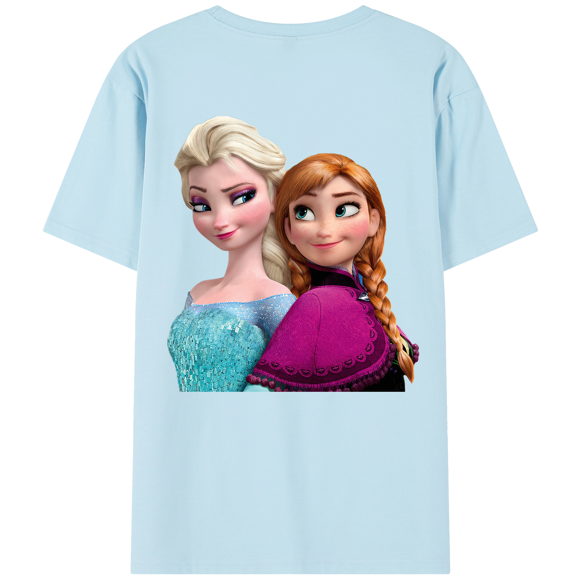 （画像用） アナと雪の女王 アンナ エルサ Frozen Anna Elsa 綿100％半袖Tシャツ（背面プリント）